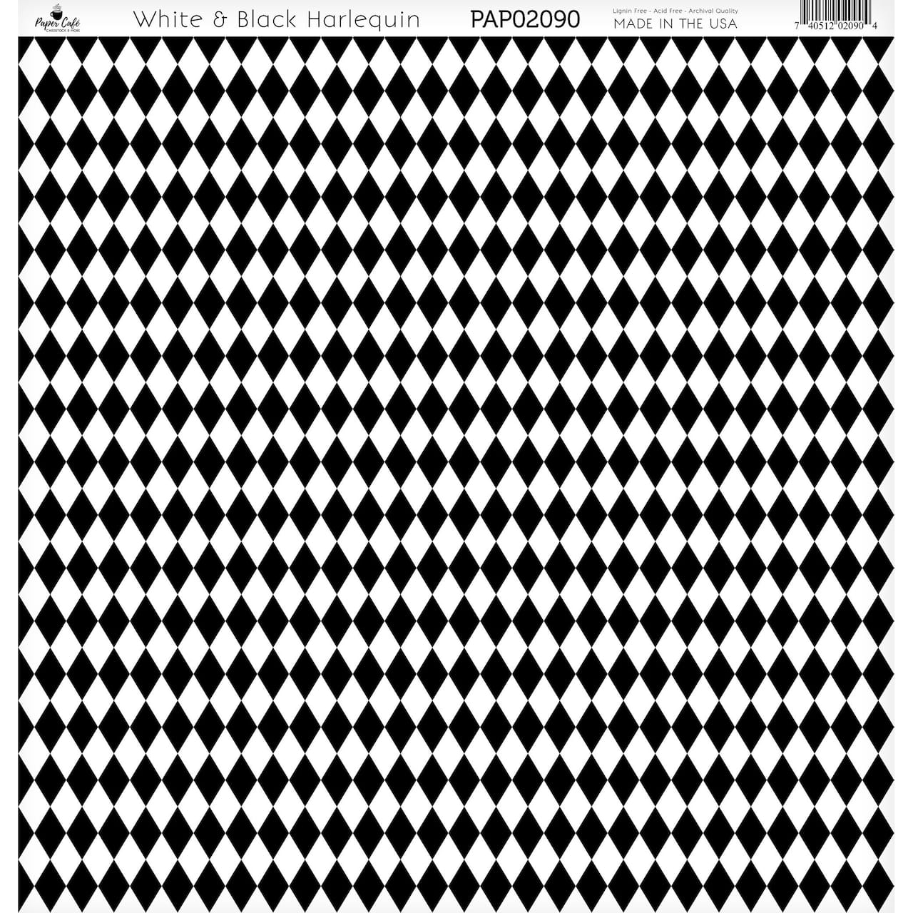 Paper Caf&#xE9; White &#x26; Black Harlequin 12&#x22; x 12&#x22; Cardstock, 15 Sheets